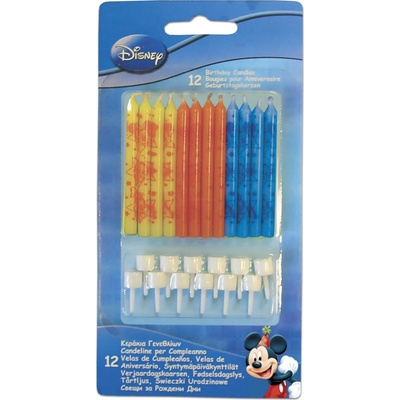 Procos dortové svíčky a držáčky Mickey Mouse žluté oranžové a modré