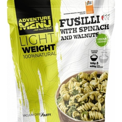 ADVENTURE MENU Fusilli se špenátem a vlašskými ořechy PORCE 105g/400g - dehydrované hotové jídlo