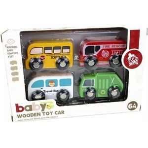 Manyuk Toys Дървени колички - комплект от 4 части (ye-031) Проходилка