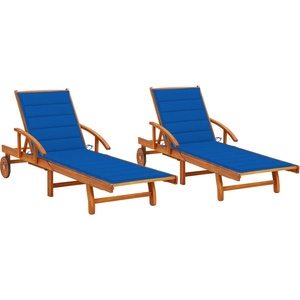 vidaXL Шезлонги, 2 бр, с възглавници, акациево дърво масив (3077340)