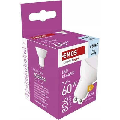 EMOS LED žiarovka Classic MR16 / GU10 / 7 W 60 W / 806 lm / Studená biela