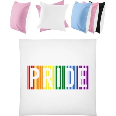 Darčeky PrintEQ Štvorcový Farebný Vankúš Dúhový nápis PRIDE Biela Anitcká Ružová 40x40
