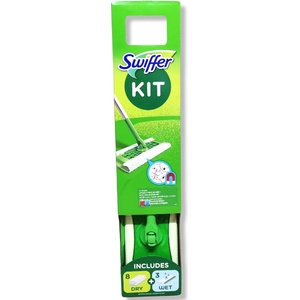 Swiffer kit комплект прахоулавящи кърпи за под, Дръжка 1 брой, 8 броя сухи кърпи, 3 мокри кърпи