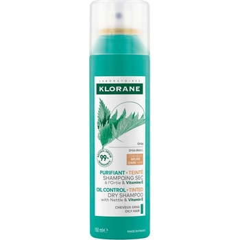 KLORANE Suchý šampón so žihľavou & vitamínom E na mastné tmavé vlasy 150 ml