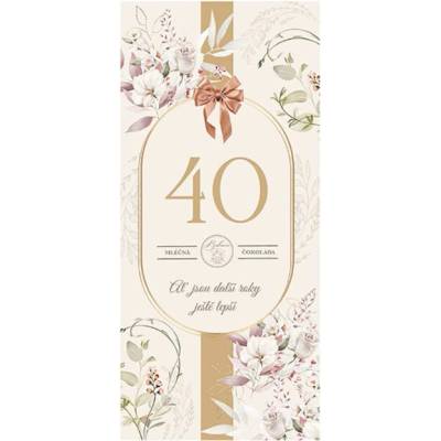 Bohemia Gifts & Cosmetics Mliečna čokoláda 100 g pre ženu k 40. narodeninám (BC250228)
