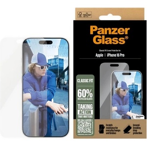 Panzer iPhone 16 Pro PANZERGLASS CLASSIC FIT екранен протектор стъкло, допълнително устойчиво на надраскване, устойчиво на удар + пристягаща се рамка, TRANSFER 2874 (2874)