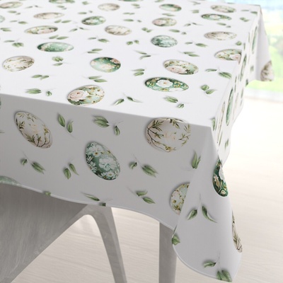 Biante Teflónový štvorcový obrus TF-136 Zelené kvetované kraslice na bielom 130x130 cm