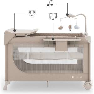 KinderKraft LEODY UP сгъваема бебешка кошара с аксесоари BEIGE (KCLEODUPBEG00AC) - xmall