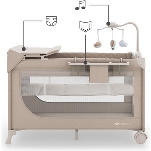 KinderKraft LEODY UP сгъваема бебешка кошара с аксесоари BEIGE (KCLEODUPBEG00AC)