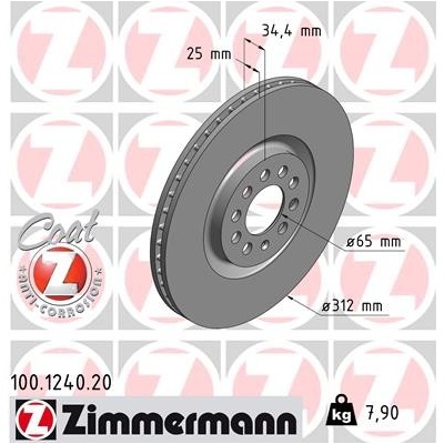 ZIMMERMANN Brzdový kotúč 100124020