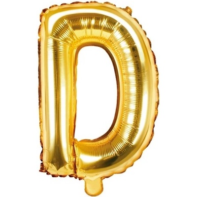 PartyDeco Fóliový balónek písmeno D zlatý 35 cm