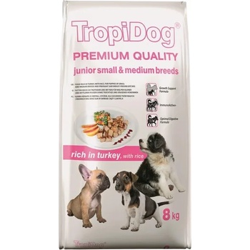 TropiDog Premium Junior Small & Medium Breeds - Turkey & Rice 8 kg
