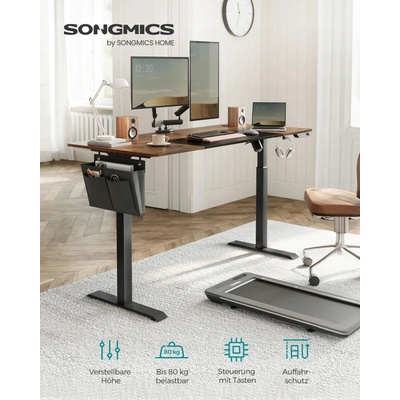 SONGMICS Výškovo nastaviteľný elektrický stôl 70 x 160 x 72–120 cm hnedá čierna