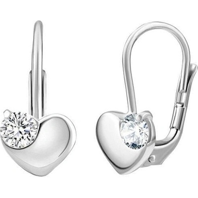 SILVEGO strieborné náušnice srdce s čírymi zirkónmi Swarovski70462s