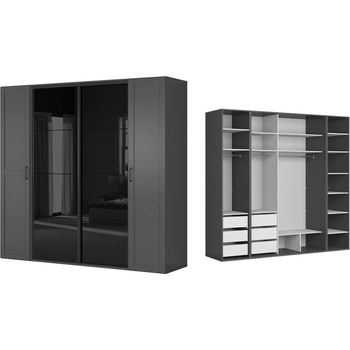 BRW Гардероб flex графит / черен лакобел (f57-szafa_zestaw_138-gf/gf/cap)