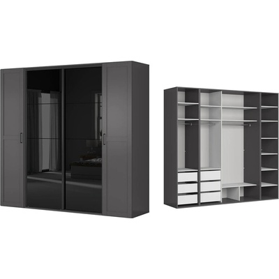 BRW Гардероб flex графит / черен лакобел (f57-szafa_zestaw_138-gf/gf/cap)