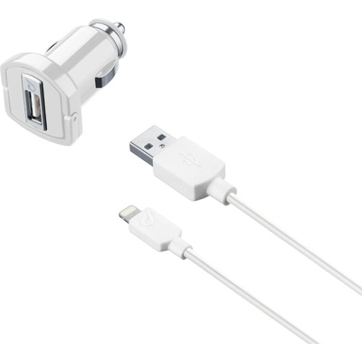 Cellularline Зарядно за кола Cellularline - 6037, USB-A, кабел Lightning, 5W, бяло (6037)
