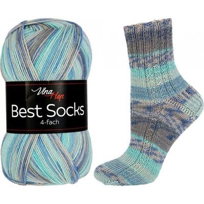 Vlna - Hep příze Best Socks 7302 tyrkysová, modrá, šedá