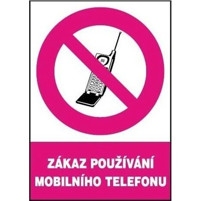 Zákaz používání mobilního telefonu, symbol + text