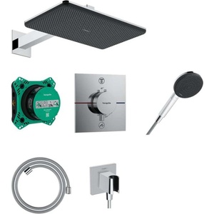 Hansgrohe Raindance Alive Q - Комплект душ за вграждане с термостат, с тяло за вграждане, 21x34 cm, 3 струи, хром 24620000 (24620000)