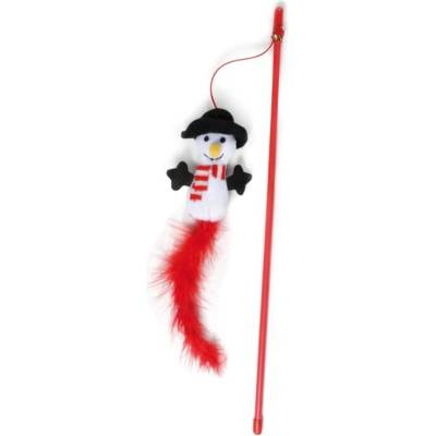 Vánoční Hračka kočka Sněhulák na udici 31cm TR