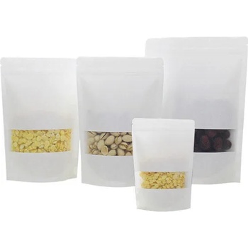 Image 1 of Стоящ хартиен плик с цип 13х22, 5+(2х4), Бял с прозорец