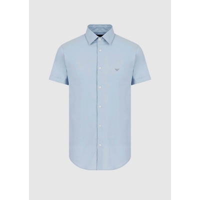 Giorgio Armani Риза с къс ръкав EMPORIO ARMANI Men's Short Sleeve Patterned Shirt - Light Blue 0785