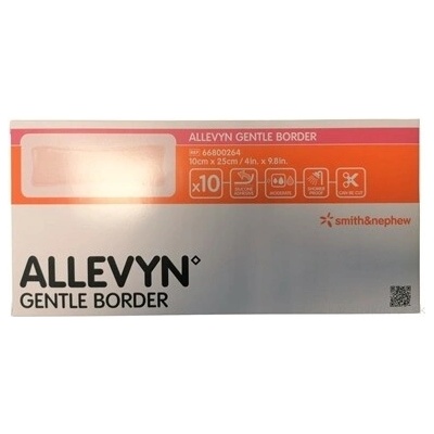 Smith & Nephew Medical Ltd. ALLEVYN Gentle Border Krytí na rány adhezivní hydrocelulární pěnové krytí se silikonovým gelem 10x25 cm 10 ks