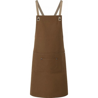 Karlowsky Zástěra Urban vzhledu s odnímatelnými kontrastními popruhy a kovovými detaily skořicová Pantone 2321C 70x85cm KY120