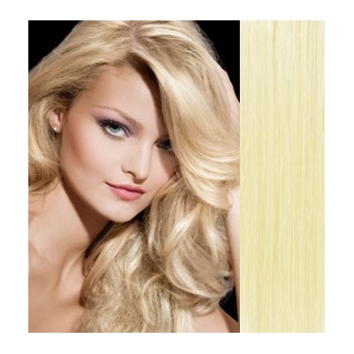 Clip in vlasy 63cm 100% ľudské REMY 120g NAJSVETLEJŠIA BLOND