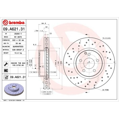 BREMBO Brzdový kotúč 09A62131