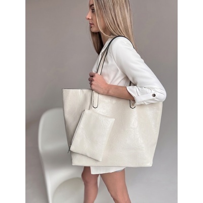 Béžová shopper kabelka na rameno 2v1