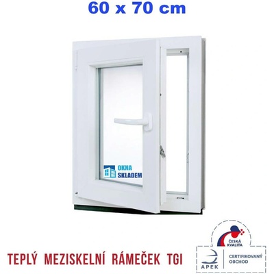 Erkado Plastové okno otevíravé i sklopné levé 600 x 700 mm Bílé / Antracit