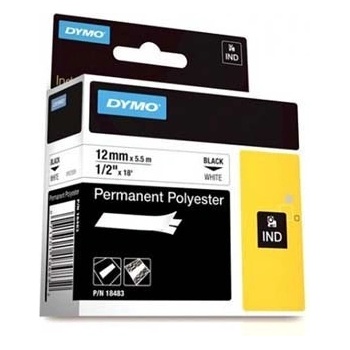 DYMO Rhino 18483, S0718210, 12mm x 5, 5m черен печат / бял фон, оригинална лента (18483)