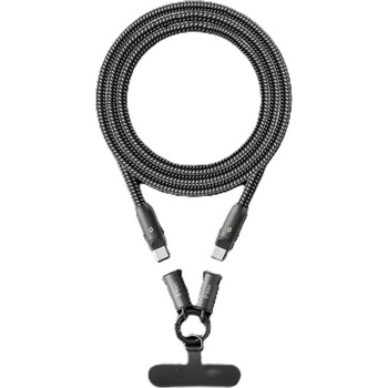 Ttec Data кабел , огърлица ttec ExtremeCable Hip Multifunctional Extra Durable USB-C-USB-C 60W PD/QC 120cm Fast Charge/Data Cable - Сив