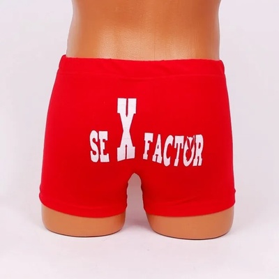 Памучен боксер в червен цвят с весел бял надпис