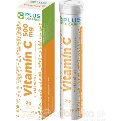 Plus Lékáreň Vitamín C 500 mg + vláknina 20 šumivých tabliet