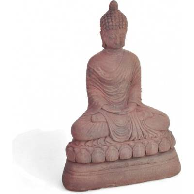 Betonová socha Buddha Dhyana Mudra podstavec malý červený 38 cm
