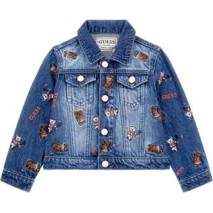 GUESS Деним яке памук за мини момиче с мечета и надписи Guess