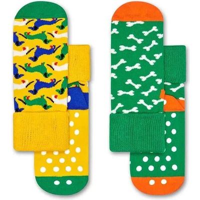 Чорапи Happy socks Dog Anti-Slip socks 2 pairs - Green / Yellow (Multicolor)