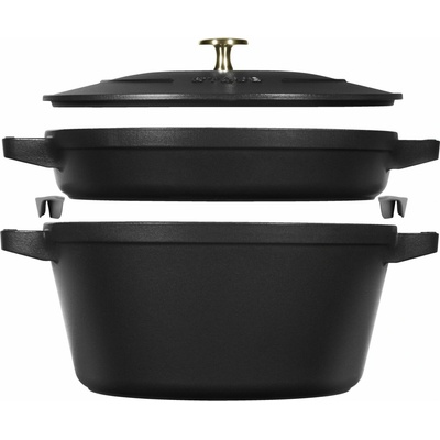 Staub Sada 2v1: liatinový hrniec a panvica s pokrievkou, Ø 24 cm, čierna 1010877