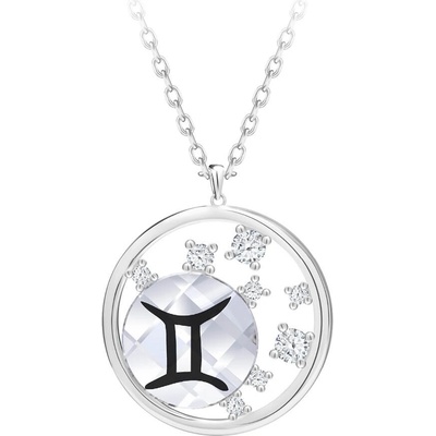 Preciosa Strieborný náhrdelník s českým krištáľom blíženci sparkling zodiac 6150 86
