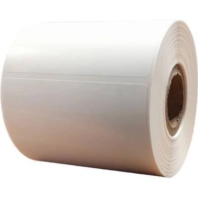 Plastová Etiketa 70 mm x 50 mm, Polypropylén, Biela, Dutinka 25 mm, 500 ks/kotúč, Odlepiteľné lepidlo, Priemer kotúča 72 mm