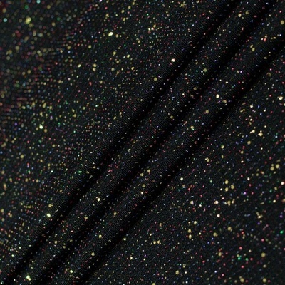 Úplet černý, barevný lurex, zlaté glitry, š.155