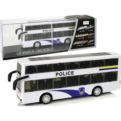 mamido Policejní dvoupatrový autobus s efekty bílý