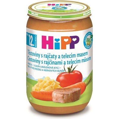 HiPP Príkrm zeleninovo-mäsový Bio Paradajky s cestovinami a teľacím mäsom 220 g