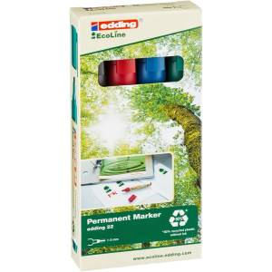 edding 22 Ecoline 4 бр. смесен цветен комплект перманентни маркери 7580176004 (7580176004)