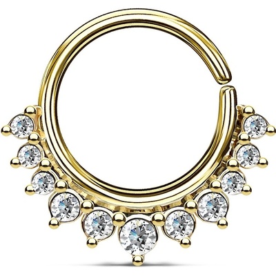 Šperky4U Septum piercing do nosu ucha kruh s čirými zirkony N01171-GD
