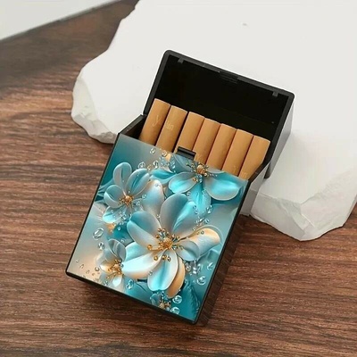 LUDOVKA PRIVATE Puzdro na cigarety CLASSIC EXCLUSIVE tyrkysové kvety