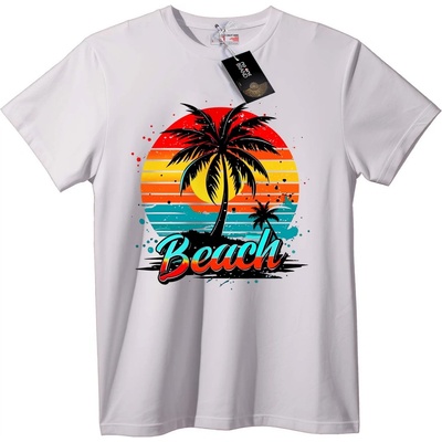 NOONEBRAND Тениска Плажен Залез с Палма - XL, Black